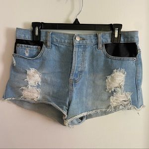 Jean Shorts w/ Pleather Accents